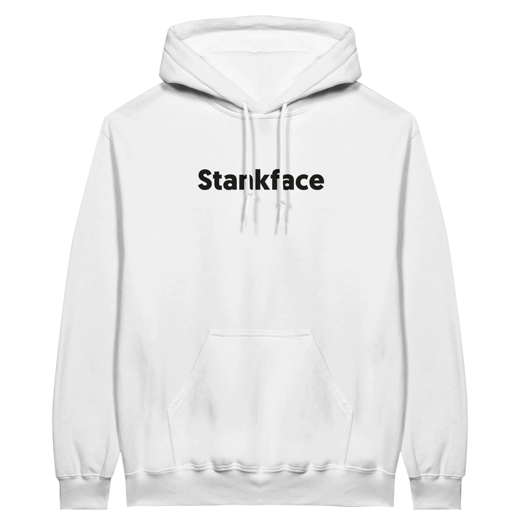 Stankface Originals white hoodie FRONT unisex fleece pullover music apparel UK